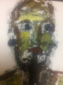 Woman, water color, yellow cheeks, drawing by William Eaton, 2016