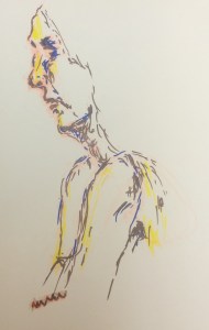 Colorful Mazi, pen drawing by William Eaton, Sep 2016