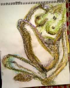 Long-limbed - hand on foot, pastel Feb 2017, by William Eaton