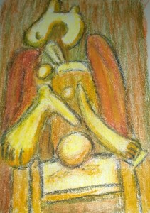 After Picasso, Femme au fauteuil rouge, 1932, crayon drawing by William Eaton, February 2017