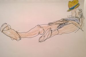 Lyon-Plage à 37,0 °C (#2), drawing by William Eaton, pen and crayons, 22 June 2017