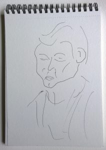 Belle of La Bottega, pen drawing by William Eaton, Aug 2017