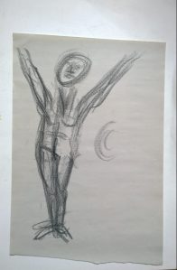 Dancer, hands up, and sort of hat to side, William Eaton, June 2017