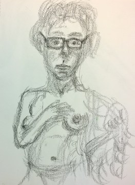 Mary 54th Street, slightly comic, May 2017, pen and litho crayon, by William Eaton, 2017