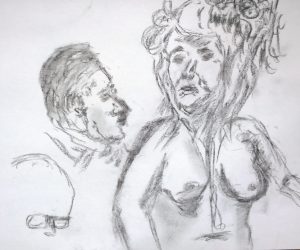 What is this? Naked woman, men's heads, drawing by William Eaton, 2017