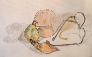 Still Life with Glasses, drawing by William Eaton, Sep 2017