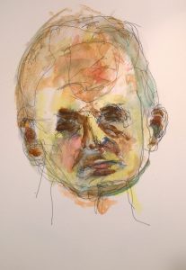 Watercolor self-portrait #3, by William Eaton, 15 Sep 2017
