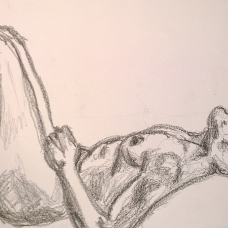 The Model who Smiled for 17 Minutes, 9 Dec 2017, drawing by William Eaton - 1