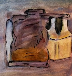 After Morandi, Natura morta, 1961, watercolor by William Eaton, Dec 2017 - 2