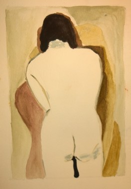 After Man Ray, White Back, watercolor by William Eaton, 3 July 2018