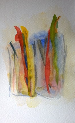 Not quite toothbrushes, watercolor by William Eaton, June 2018