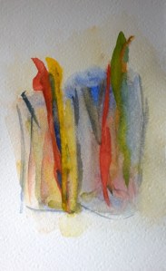 Not quite toothbrushes, watercolor by William Eaton, June 2018