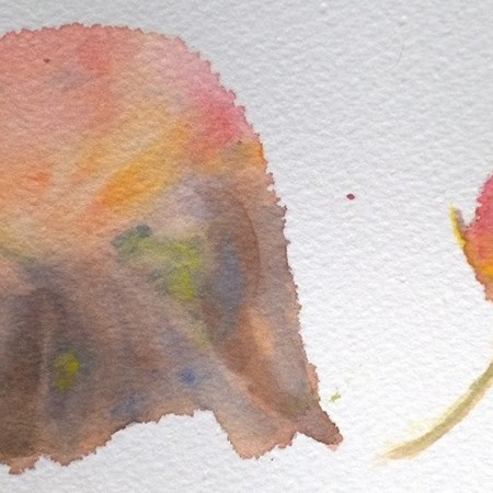 Two fall leaves, watercolor by William Eaton, June 2018