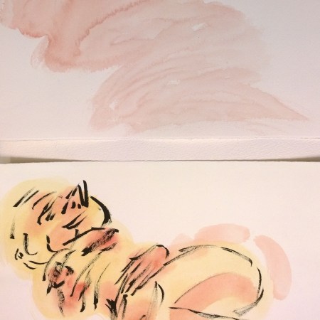Melissa allongée, two watercolor approaches, William Eaton, Aug 2018 - 2