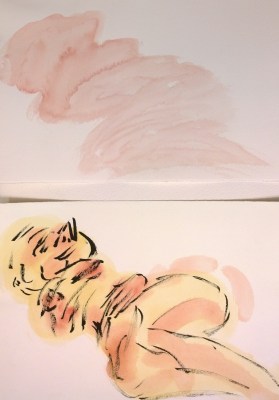 Melissa allongée, two watercolor approaches, William Eaton, Aug 2018 - 2