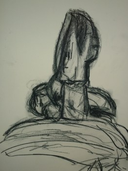 Single rock, face-like, Woodstock, drawing by William Eaton, Sep 2018 - 2