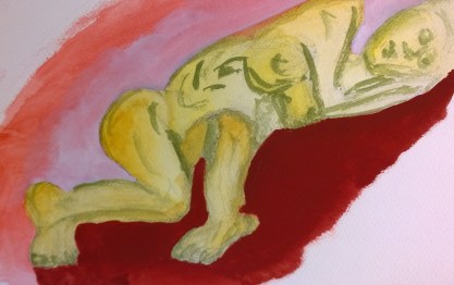 Madeline encased in background, painting by William Eaton, Aug 2018 - 2