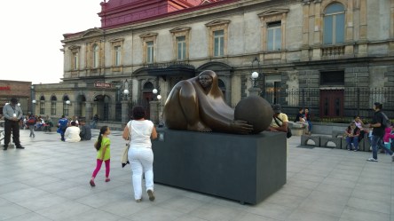 Jiménez Deredia, sculpture in San José, in front of Teatro Nacional, Feb 19 - 2