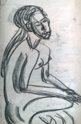 Charcoal from short pose, 24 March 2019, drawing by William Eaton - 1