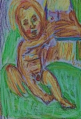 Madonna con Bambino, dopo il dipinto di Luca Signorelli; drawn, manipulated and snipped by William Eaton, 2018-19