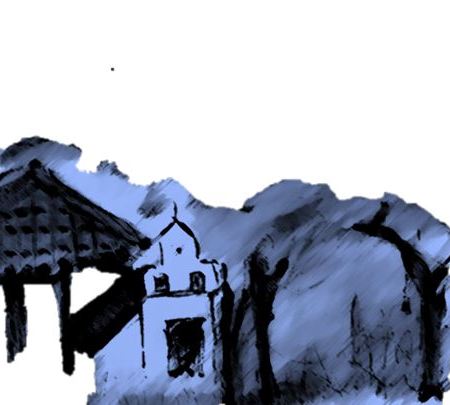 Villa Blanca paysaje, computer manipulated image after drawing by William Eaton