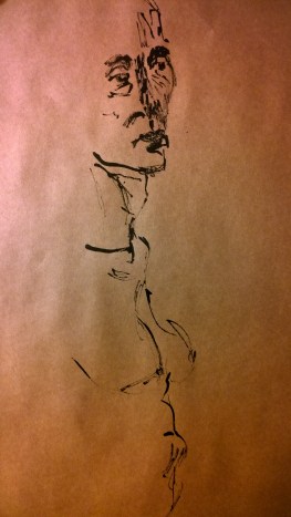 nude woman, reed pen drawing on kraft paper by William Eaton