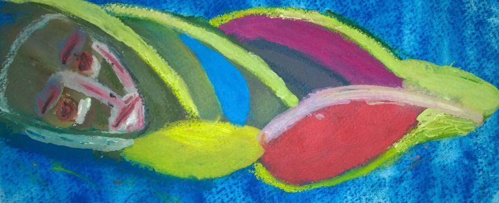 feminine form sideways, painting by William Eaton, 2019