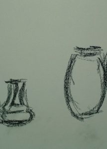 Another portion of Seven pots in a row, Byrdcliffe, drawing by William Eaton, 2018