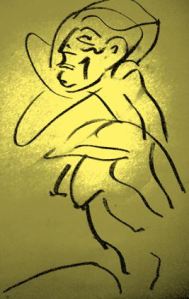 nude woman as if in outer space; from charcoal sketch by William Eaton, 2019