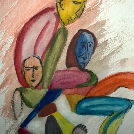 Figures on the lawn, Stuyvesant Town, New York, Sep 2019, by William Eaton