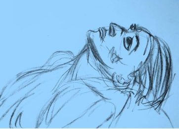 AVW looking up, from drawing by William Eaton, 2019 (manipulated) - 2