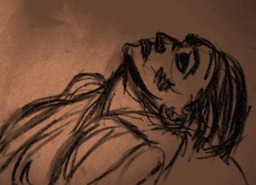 AVW looking up, from drawing by William Eaton, 2019 (manipulated) - 2