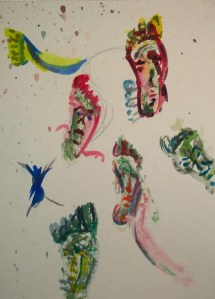 Faces on feet, by William Eaton, 2019