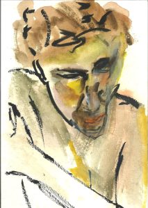 Concerned head, sketch by William Eaton (Nomi modeling), December 2019