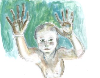Child Hands Water, drawing by William Eaton (after photo), 2020