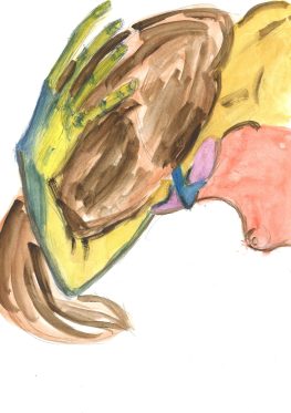 The woman with brown hair, watercolor by William Eaton, May 2020