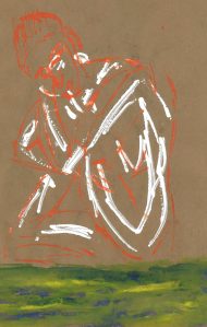 Woman (Maria) outlined in red and white, by William Eaton, May 2020