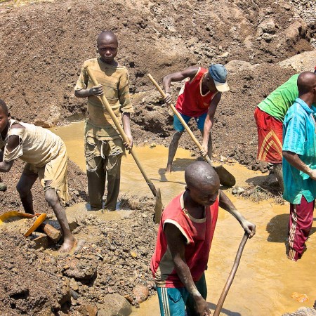 Children mining coltan (for cellphones, etc.) in eastern Congo