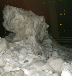 snow pile night 6 (cropped), photograph by William Eaton, 2021