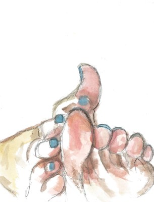 Two feet, one with blue - William Eaton, 2022