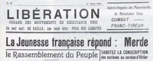 Libération : La Jeunesse française répond - Merde