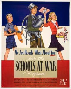 Schools at War - World War II propaganda poster