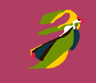 William Eaton, computer art (drawing with mouse), fanciful bird with egg, 2024