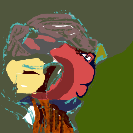 human face developed from photo of a snow pile - by William Eaton