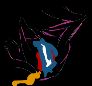 Is this a bear and a statue looking out from a pelvis near a wrench? (Art by William Eaton, 2024)