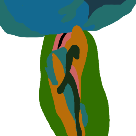 Imaginary animal in botanical setting with clouds - William Eaton, 2024