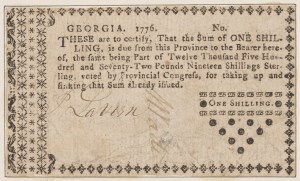 One shilling note from Georgia, 1776 (source - New York Public Library)