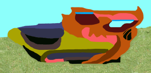 Imaginary animal developed from photo of large stone on display in the Jardin des Plantes à Paris - artwork by William Eaton